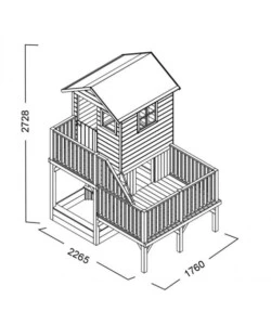 Casetta da giardino per bambini in legno "hubert" con scivolo e sabbiera - 226.5 x 176 x 272h cm.